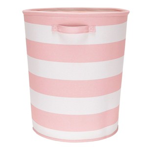 Round Striped Fabric Floor Toy Storage Bin Pink - Pillowfort , White Pink