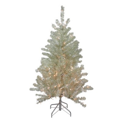 Northlight 4.5' Soft Metallic Champagne Artificial Tinsel Christmas Tree - Clear Lights