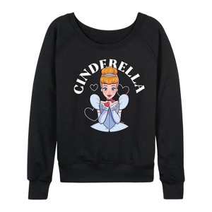Women's - Disney Princess - Cinderella Kiss Lightweight French Terry Wide Neck Long Sleeve Shirt - 1 of 4