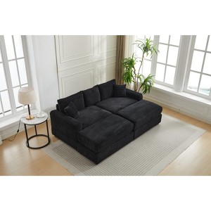NicBex Couches for Living Room Modern Sectional Couch Flexible Combinations Corduroy Upholstered 2-seater Sofa Couch with Footstool - 1 of 4