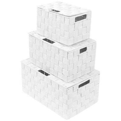 Sorbus 3pc Weave Stackable Basket Set White