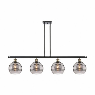 Rochester - 4 Light Stem Hung Island In Industrial Style-10.38 Inches Tall and 48 Inches Wide