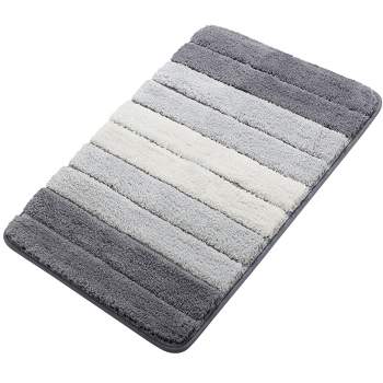 PiccoCasa Microfiber Striped Bathroom Rugs Shaggy Soft Thick and Absorbent Bath Mat