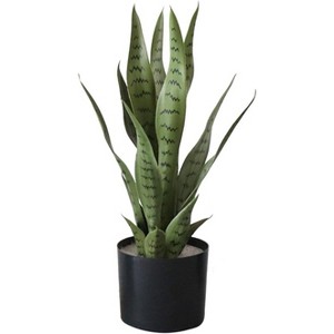 Fake Snake Plant with Pot, Realistic Faux Potted Artificial Snake Plant for Home, Living Room, Office & Outdoor Garden Decoration - 1 of 4