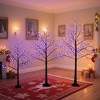 Angel Sar 3-Pack Halloween Spooky Tree Set, 4FT 5FT 6FT Lighted Black Trees with Purple LED Lights, Adjustable Branches for Indoor Outdoor Decor - 3 of 4