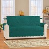 Collections Etc Quilted Textured Leaf Pattern Scalloped Edge Furniture Cover with Side Pockets - 2 of 4