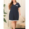 Agnes Orinda Women's Plus Size Pajamas Knit Lace Trim Polka Dots Short Sleeve Nightgowns - 2 of 4