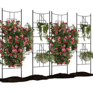 GustoWave Metal Garden Trellis for Climbing Plants Outdoor -Sturdy Plant Trellis Outdoor Supports Vines/Flowers/Vegetables, Rustic Iron Garden Trellis - 1 of 4