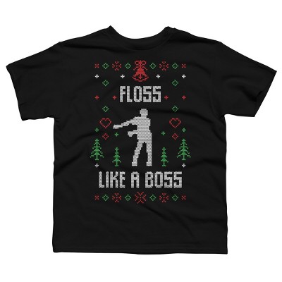 Boy's Design By Humans Floss Like A Boss Ugly Christmas Sweater By shirtpublic T-Shirt