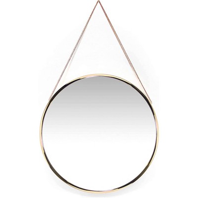 17.5" Franc Round Hanging Wall Mirror with Metal Chain Gold - Infinity Instruments