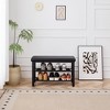 Hrinhom 31.5"W Small 3-Tier Shoe Rack, Shoe Storage Bench with PU Seat Cushion and Metal Mesh Shelves - 3 of 4