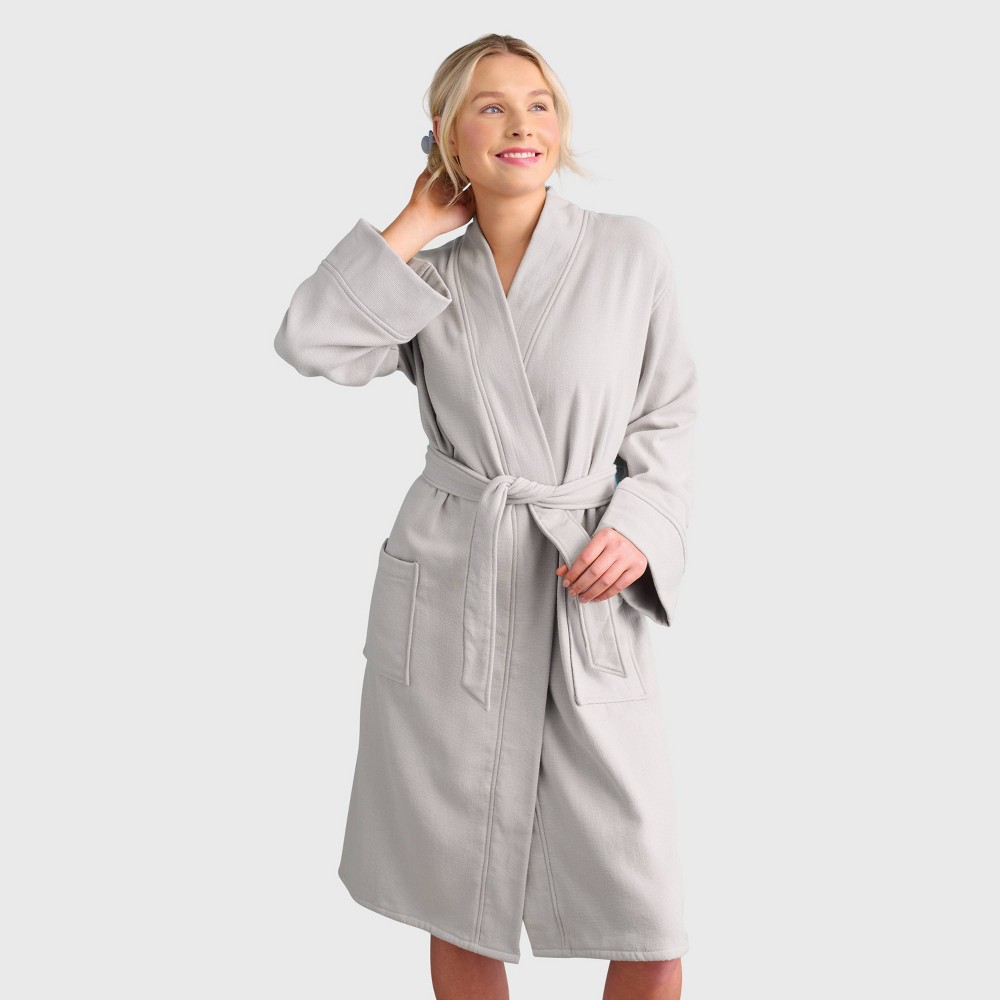 S/M Bath Robe With Kimono Collar Gray - Room Essentials™