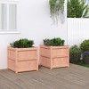 vidaXL Garden Planters Outdoor Flower Box 2 Pcs - Solid Wooden Square Containers for Patio/Balcony - 23.6"x23.6"x23.6" - 2 of 4