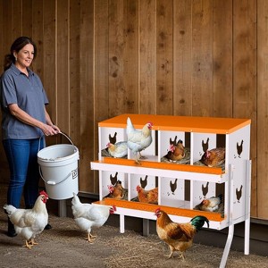 Chicken Nesting Boxes Galvanized Steel Rustproof Egg Laying Box with Egg Collection Systems, Hen Eggs Laying Box, for Chicken House/Duck House/Hen - 1 of 4