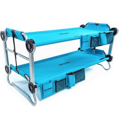 Disc o bed Youth Kid o bunk 62 By 28 Inch Portable Folding Bunked Double Camping Cot Bed With 2 Organizers And 2 Carry Bags Teal Blue Target