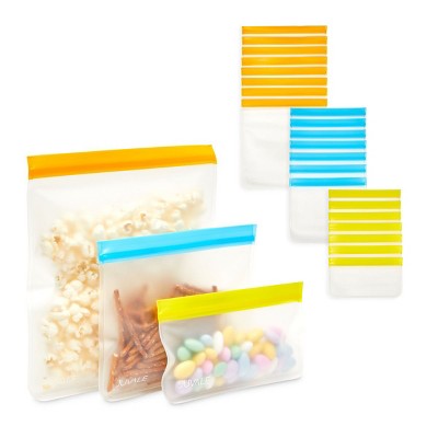 Juvale 21 Pack Reusable Zipper Bags for Organizing, Food Storage, Snacks (3 Sizes)