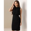 INSPIRE CHIC Women's Sleeveless Collar Crew Neck Midi Bodycon with Front Drape Patchwork Dress - 4 of 4