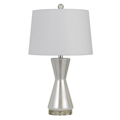 26" Glass Table Lamp with Hardback Fabric Shade Pearl - Cal Lighting