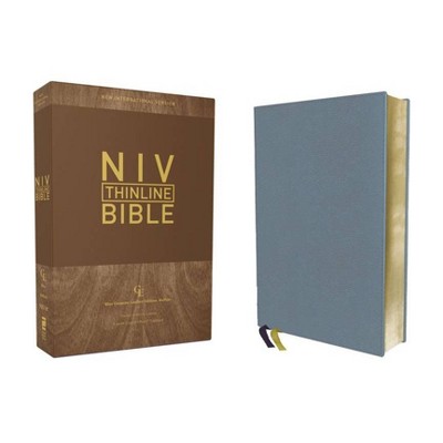 Niv, Thinline Bible, Genuine Leather, Buffalo, Blue, Red Letter Edition, Comfort Print - by  Zondervan (Leather Bound)