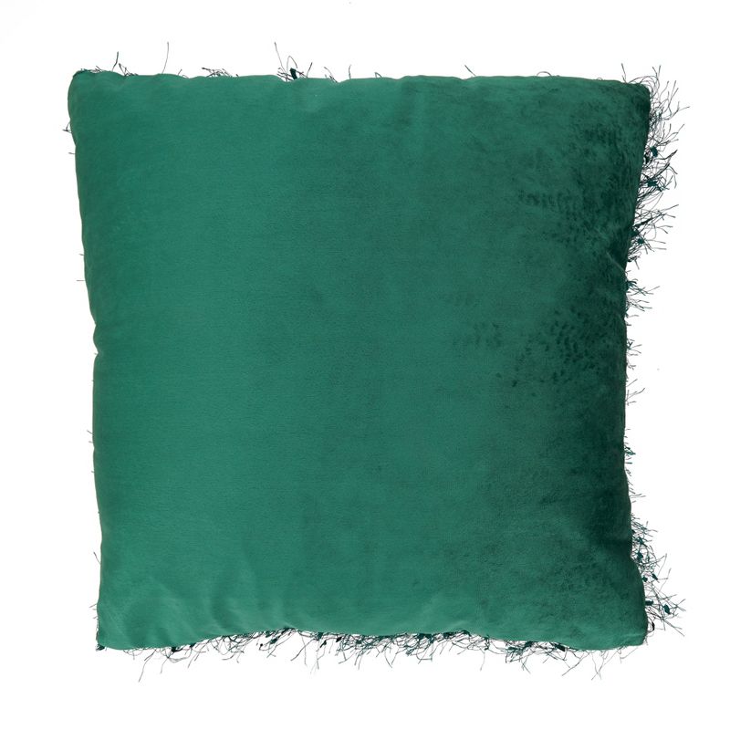 Saro Lifestyle Poly-Filled Throw Pillow With Shaggy Shimmer Design, Emerald, 18" x 18", 2 of 4