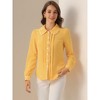 INSPIRE CHIC Women's Casual Peter Pan Collar Button Down Contrast Puff Sleeve Work Blouse - 2 of 4
