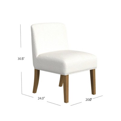 Cream Boucle Upholstered Low Side Chair with Wood Legs