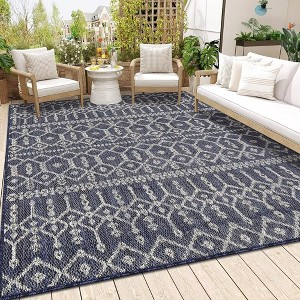 Indoor Outdoor Area Rug Moroccan Geometric Farmhouse Rug Low Pile Stain-Resistant Easy Care Carpet for Living Room Bedroom Backyard Patio - 1 of 4