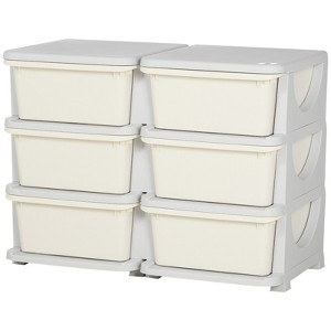 FONTOI 3 Tier Kids Storage Unit with 6 Bins for Boys Girls Toddlers, Toy Organizer for Nursery Kindergarten, Cream White, 14.5"*22.3"*29.5" - 1 of 4