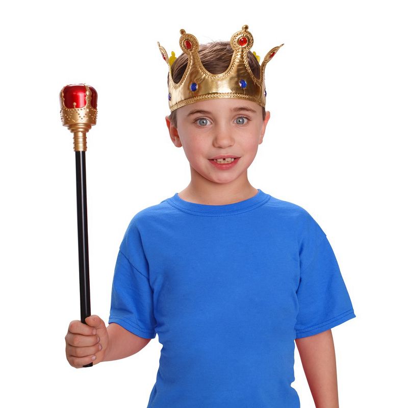 Dress Up America Gold Crown and Scepter – Kings Crown Accessory Set, 4 of 5