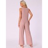 INSPIRE CHIC Women's Waffle Knit Tank Top with Wide Leg Pants 2 Piece Lounge Set - 4 of 4