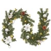 Christmas Garland for Mantle, 6Ft Prelit Garland Christmas Decorations, Poinsettias Flowers & Ball Ornaments for Fireplace Stair Railing Decor - 4 of 4