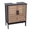 Evideco French Home Goods Under Sink Cabinet with U-Shaped Cut-Out, Double Vented Doors, Black and Brown - Bergen Collection - 2 of 4