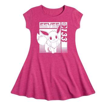 Girls' Pokemon Eevee 133 Fit & Flare Dress - Heather Pink/Fuchsia