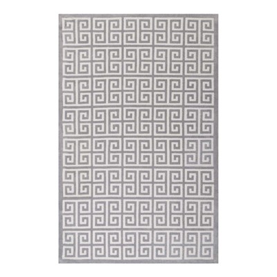 Modway R-1013B-810 Freydis Greek Key Trellis 8x10 Area Rug With Lattice Design In White and Light Gray