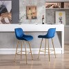 VYNXARIA 26 Inch Set of 2 Bar Stools,with Steel Frame Footrest Velvet Fabric Golden Leg Simple Bar Stool,Blue - 4 of 4