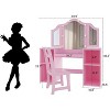 Kids Vanity Table, Girls Dressing Table with Touch Lights / Removable Tri-Fold Mirror, Open Storage Shelves for Toddler Pretend Play, Pink - 2 of 4