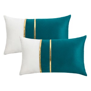 REGALWOVEN Velvet Soft Decorative Square Patchwork Throw Pillow Covers  2 Pcs - 1 of 4