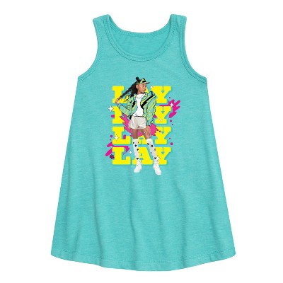 Nickelodeon Lay Lay Repeated Graphic Sleeveless Aline Dress - Turquoise - Small