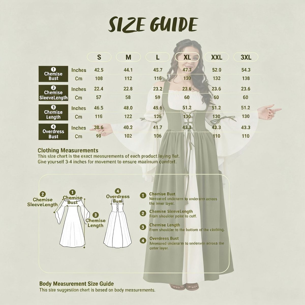 Joyfy Halloween Costume Renaissance Dress for Women, Adult Medieval Chemise Set with Corset-Victorian Cosplay for Halloween Dress Up Party - thumbnail 9