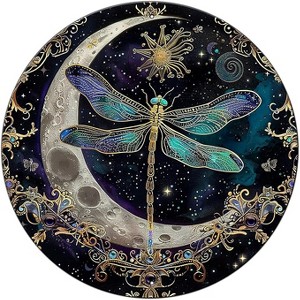 Lomsoe Vintage Dragonfly Moon Sign Metal Sign Retro Round Tin Sign Aluminum Sign for Farmhouse Yard Home Bar Bedroom Wall Decor 8 Inch - 1 of 1