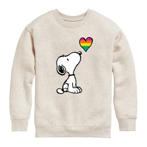 Boys' - Peanuts - Snoopy Rainbow Heart Graphic Long Sleeve Fleece Sweatshirt - 1 of 4