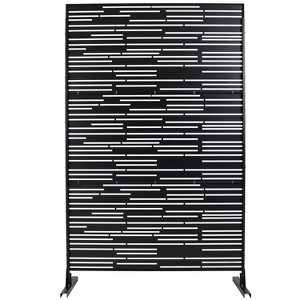 Grungis Matrix Metal Decorative Patio Screens,Freestanding Privacy Fence Panels in Horizontal Stripes Pattern for Deck Balcony,76" H×48" W - 1 of 4