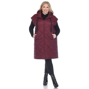 Plus Size Diamond Quilted Hooded Puffer Vest-White Mark - 1 of 4