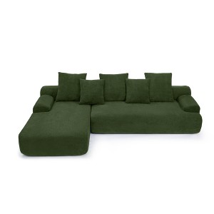 TiramisuBest 110.25"x67" Modern Upholstered L-Shaped Sofa, Modular Compressed Velvet Couch, Space-Saving Sofa for Living & Bedroom, Black - 1 of 4