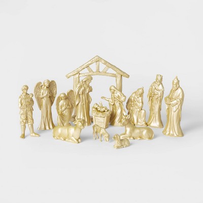 14pc Nativity Set Decorative Figurine Gold - Wondershop™