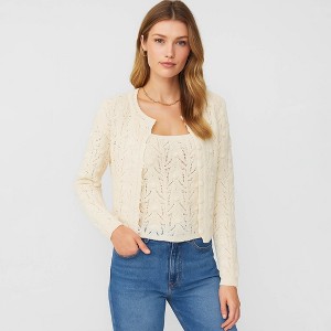 Cherie Code Women’s Open-Front Cardigan – Textured Knit, Long Sleeve, Cropped Fit - 1 of 3