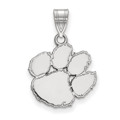Black Bow Jewelry 14k White Gold Clemson Tigers NCAA Medium Pendant