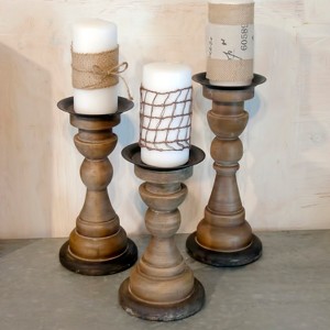 VIP Wood 13 in. Black Turned Bold Base Candle Holder Set of 3 - 1 of 2