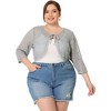 Agnes Orinda Women's Plus Size Shrug 3/4 Sleeves Lace Tie Neck Crop Bolero Cardigan - 3 of 4