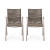 Set of 2 Modern Outdoor DIning Chairs ALuminumwith Rope Seat,Gray and Beige-Christopher Knight Home - image 2 of 4